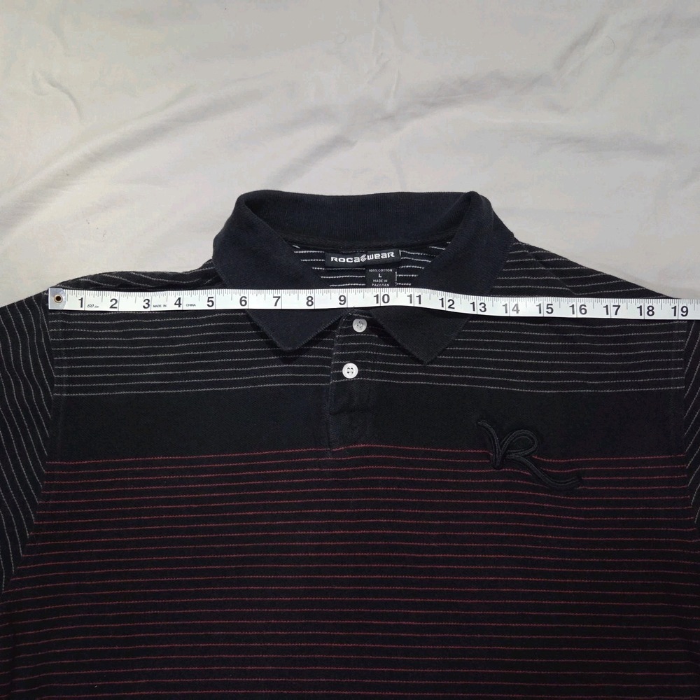 VTG ROCAWEAR Short Sleeve Striped Collared Polo Shirt Mens Sz L 100% Cotton Y2K - Picture 8 of 14